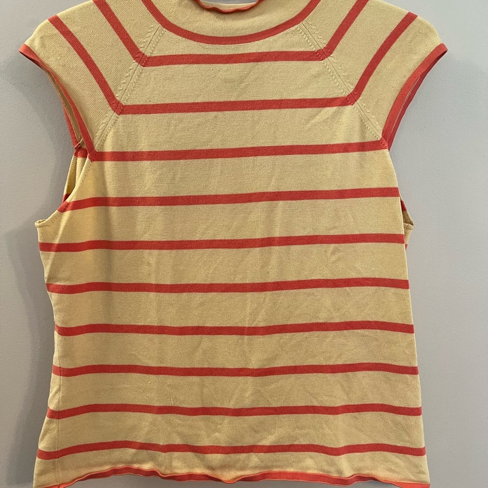 Talbots Striped sleeveless knit in orange and yellow